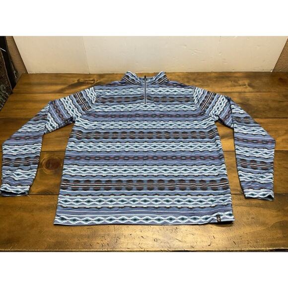 Rafter C Long Sleeve Aztec 1/4 Zip Polyester Pull Over Western Shirt Size Large - Picture 1 of 9